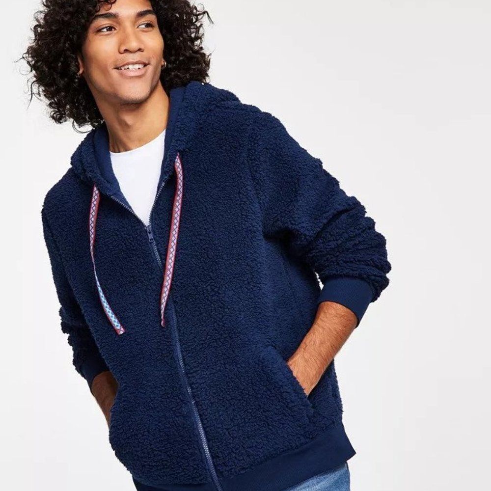Sun + Stone Men's Regular-Fit Full-Zip Sherpa Hoodie